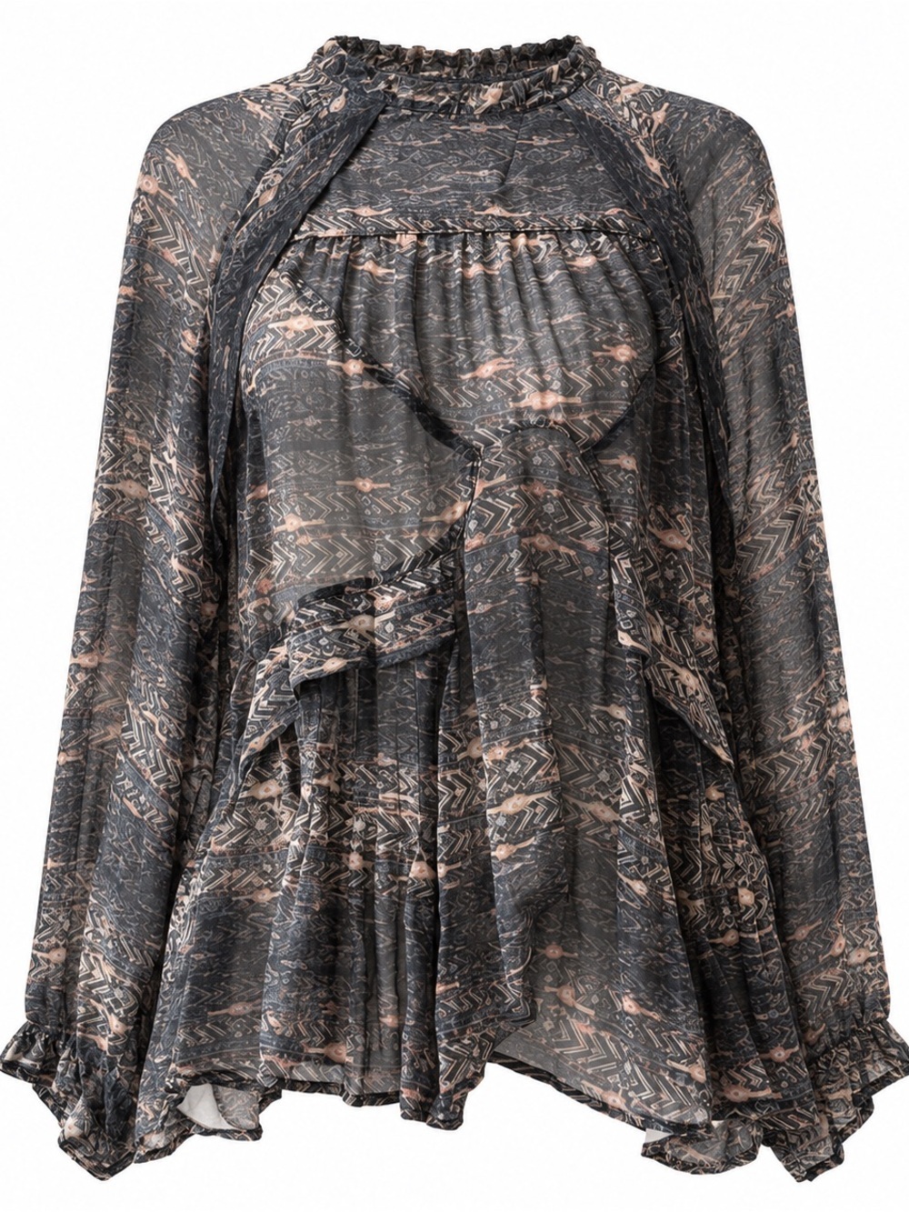 Isabel Marant Silk Sheer Frilly Blouse